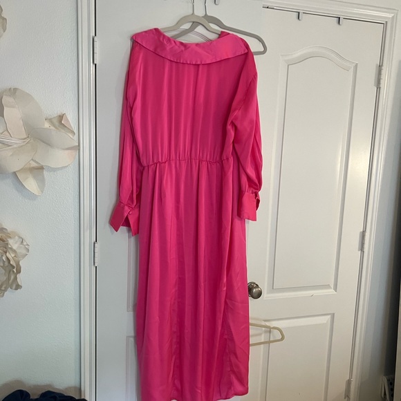 Eloquii Pink Satin Wrap Maxi Dress - Picture 5 of 12